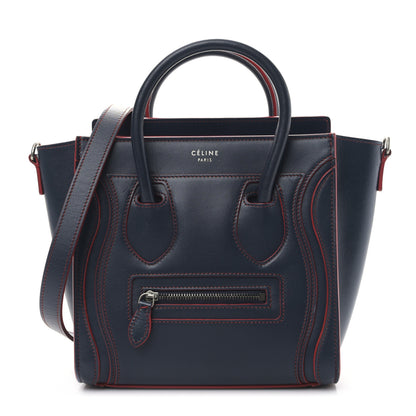 Celine Smooth Calfskin Nano Luggage Navy Blue Red 1 of 9