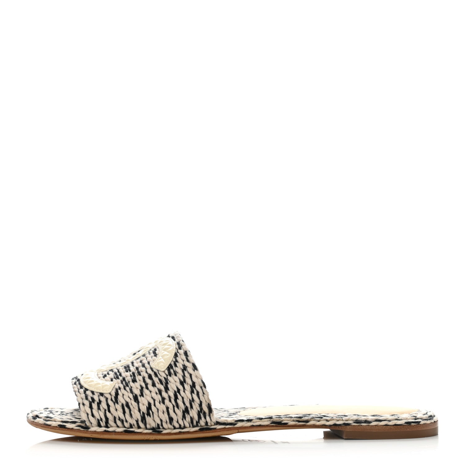 Chanel Cord CC Mules 39 Beige Black 1 of 9