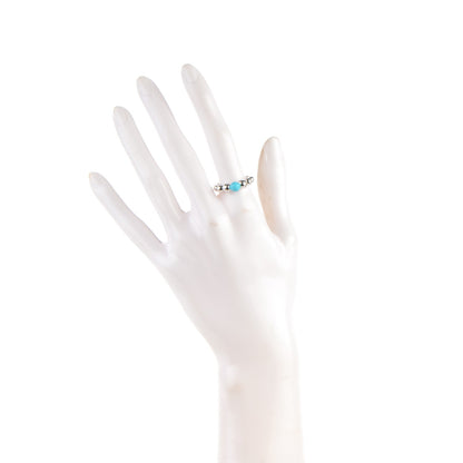 Van Cleef & Arpels 18K White Gold Turquoise Perlée Couleurs Variation Ring 7.5 56 2 of 5