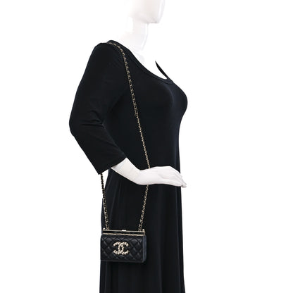 Chanel Lambskin Quilted Pearl CC Vanity Case Black 2 of 9