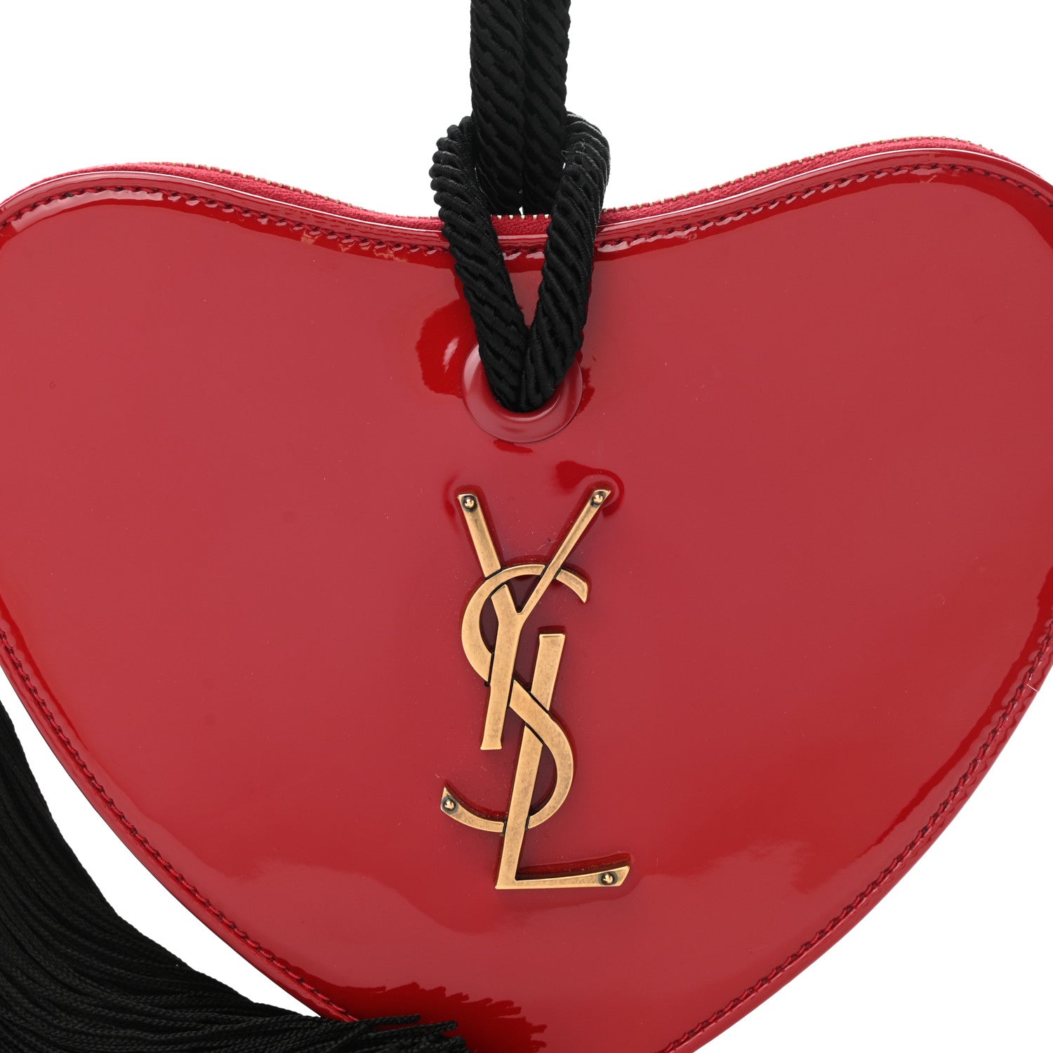 Saint Laurent Patent Sac Coeur Heart Shaped Clutch Red 8 of 11