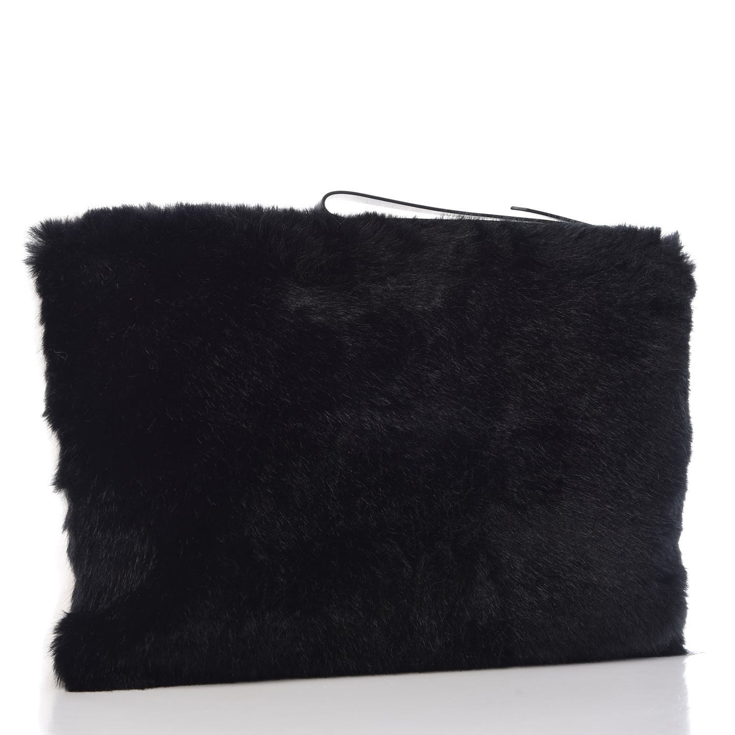 Faux Fur Two Tone Large GV3 Pouch Wristlet Black White
