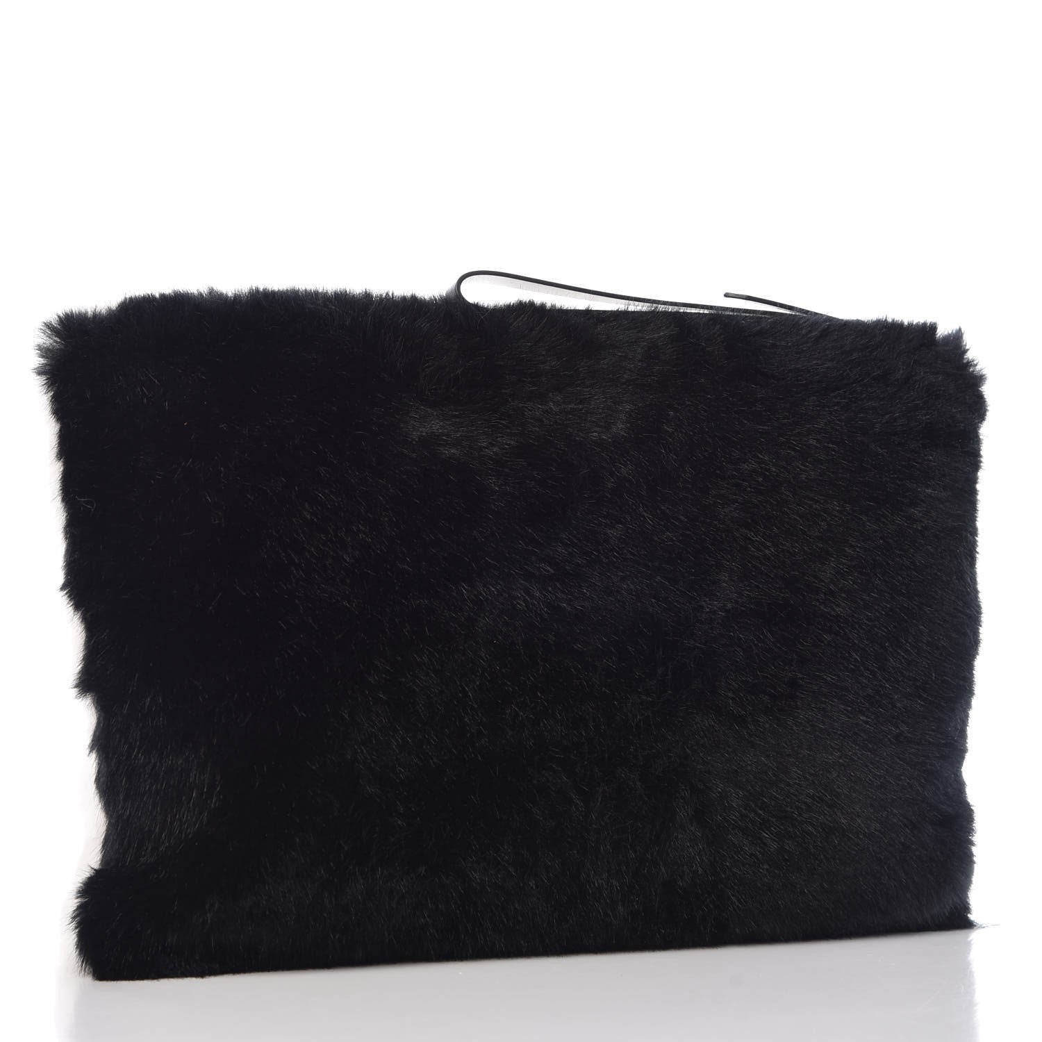 Givenchy Faux Fur Two Tone Large GV3 Pouch Wristlet Black White 3 of 8