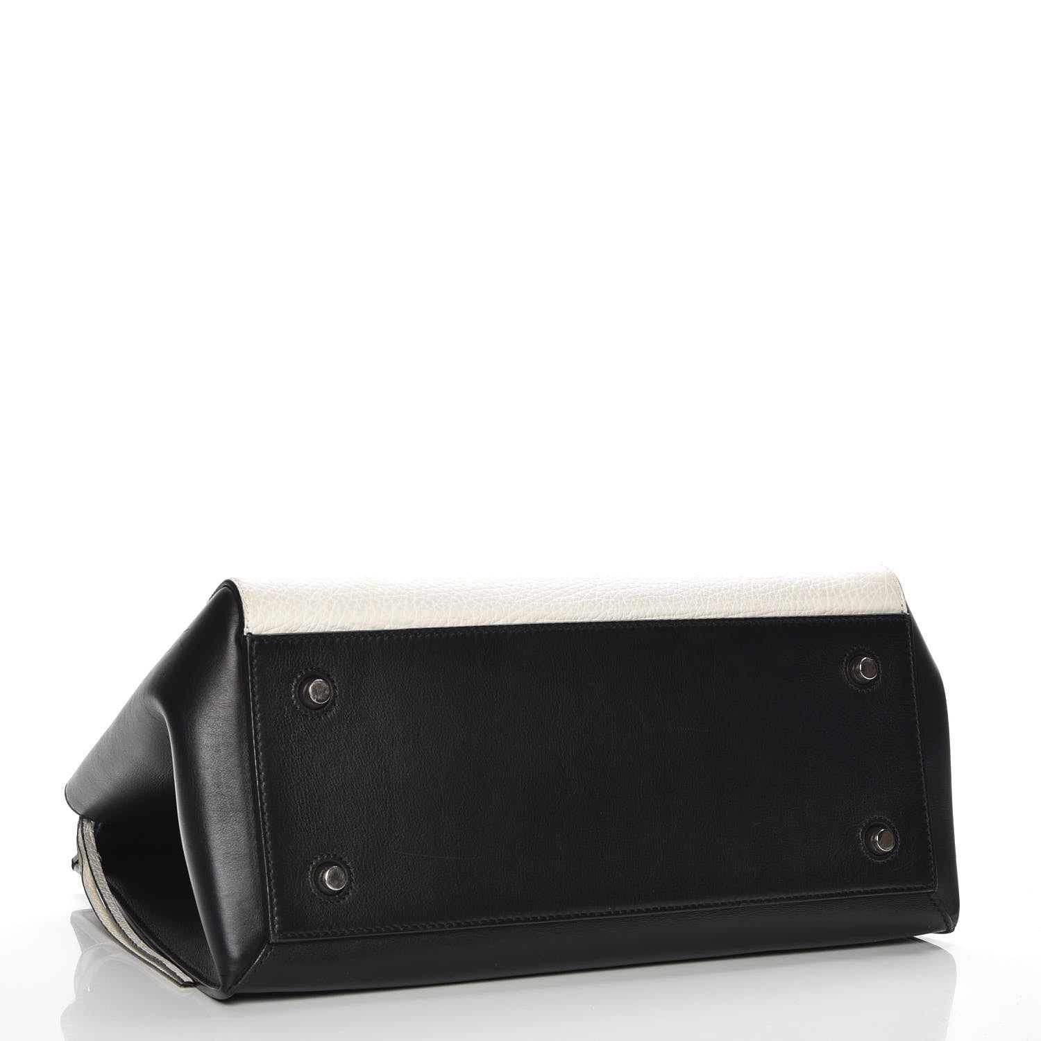 Celine Textured Calfskin Small Bi-Color Edge Shoulder Bag Black Cream 4 of 11
