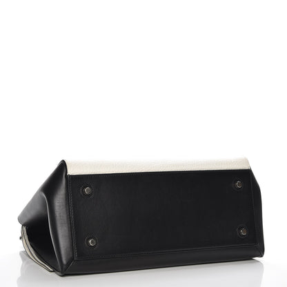 Celine Textured Calfskin Small Bi-Color Edge Shoulder Bag Black Cream 4 of 11