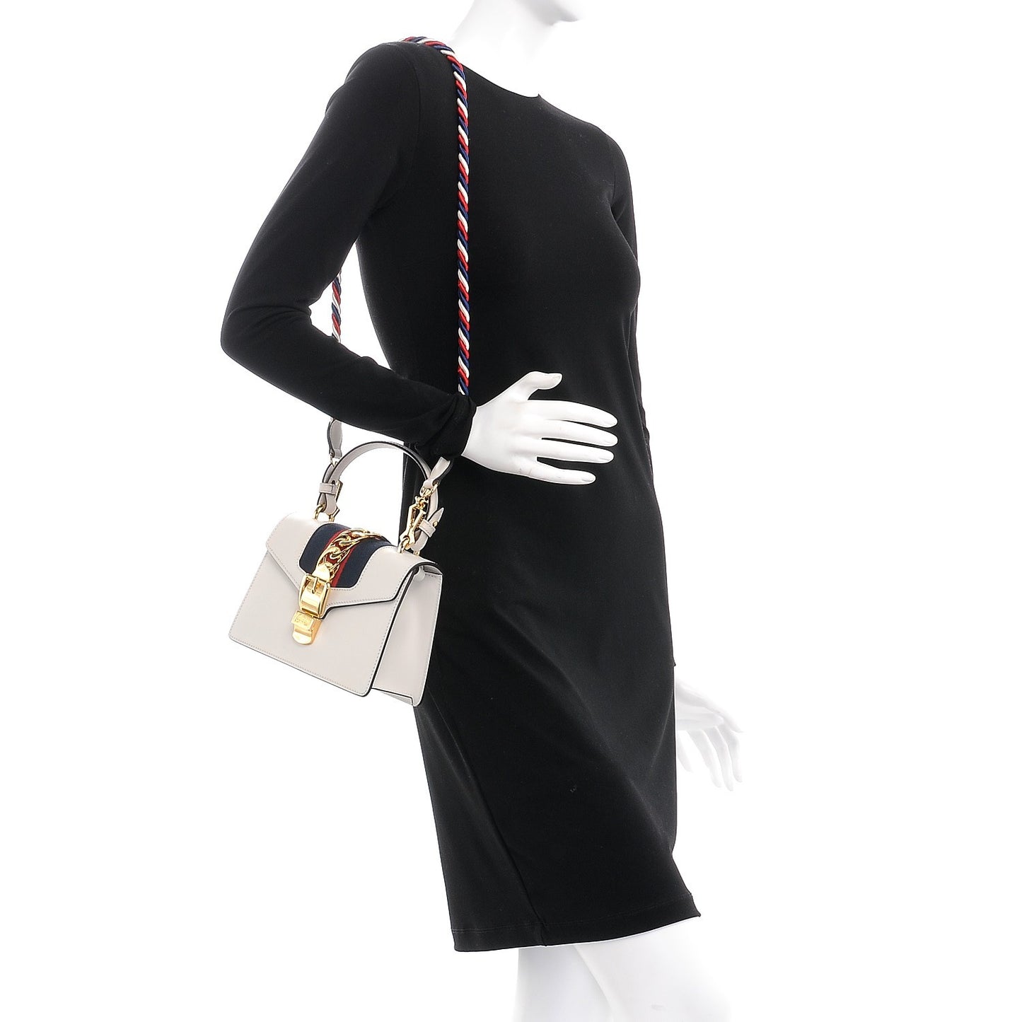 Calfskin Mini Sylvie Top Handle Bag White