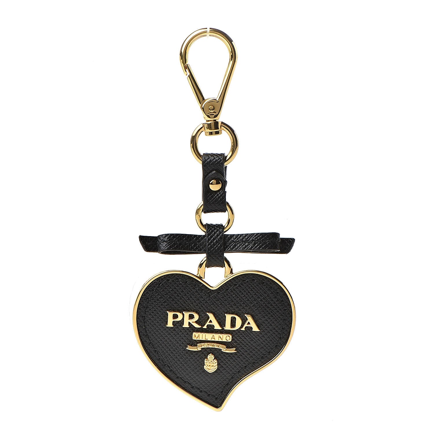 Prada Saffiano Heart Keychain Charm Black 1 of 4