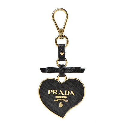 Prada Saffiano Heart Keychain Charm Black 1 of 4