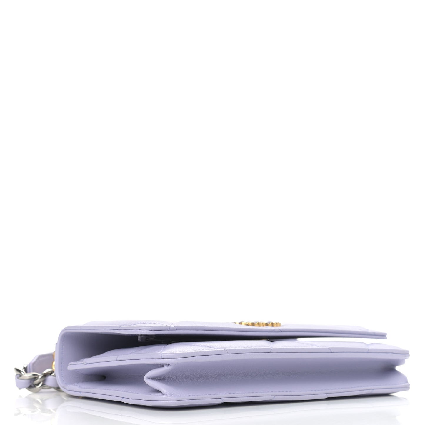 Lambskin Quilted Chanel 19 Wallet On Chain WOC Light Purple