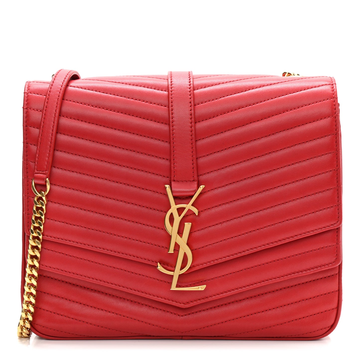 Lambskin Matelasse Chevron Monogram Medium Sulpice Bag Red