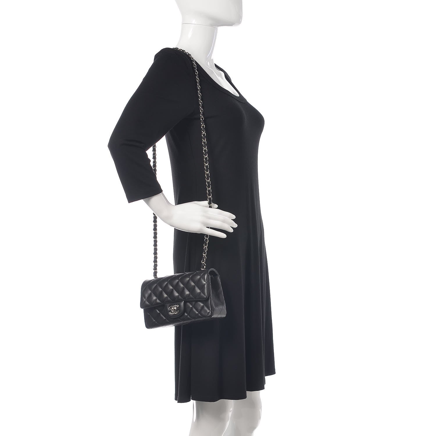 Chanel Lambskin Quilted Mini Rectangular Flap Black 2 of 14