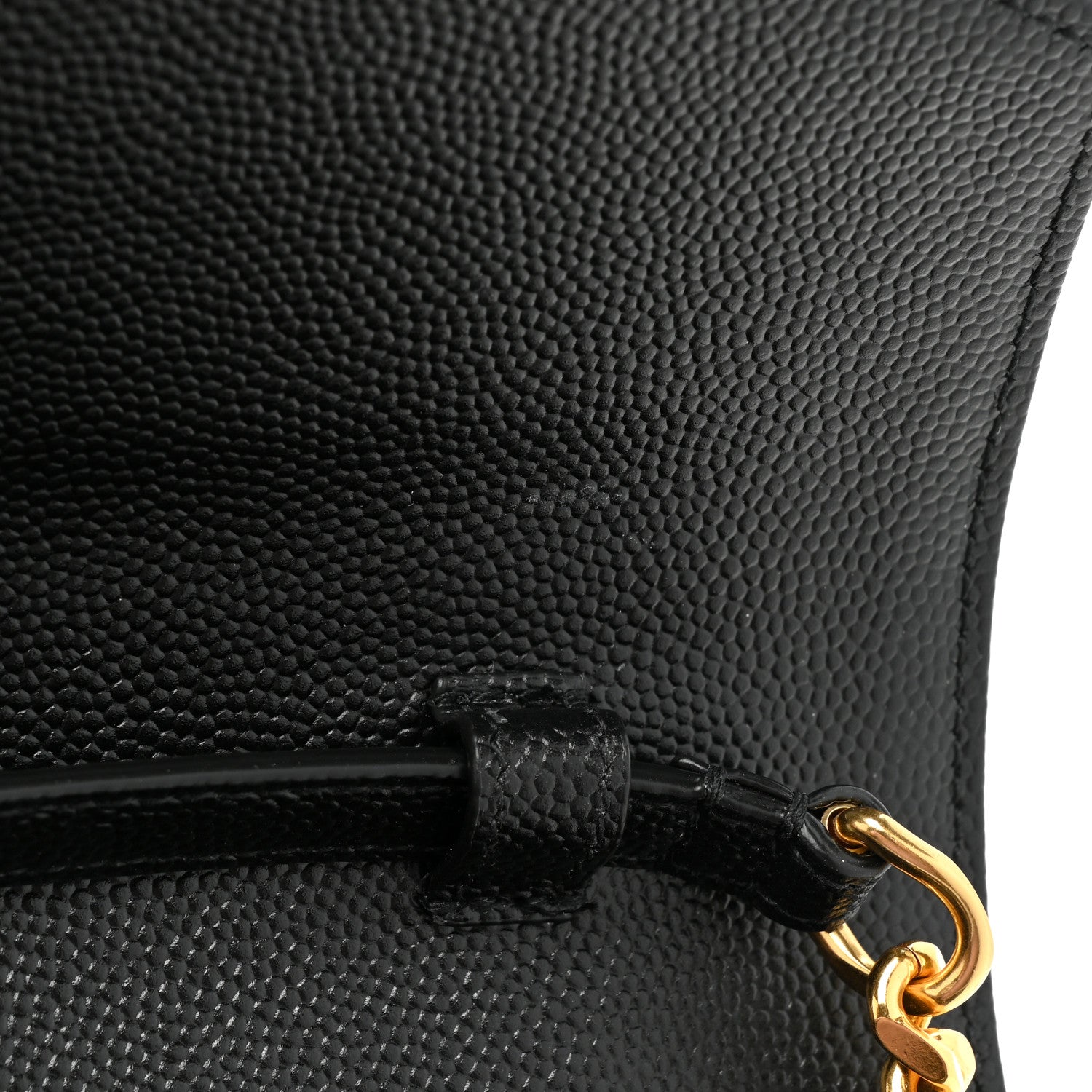 Saint Laurent Grain De Poudre Matelasse Chevron Monogram Chain Wallet Black 12 of 13
