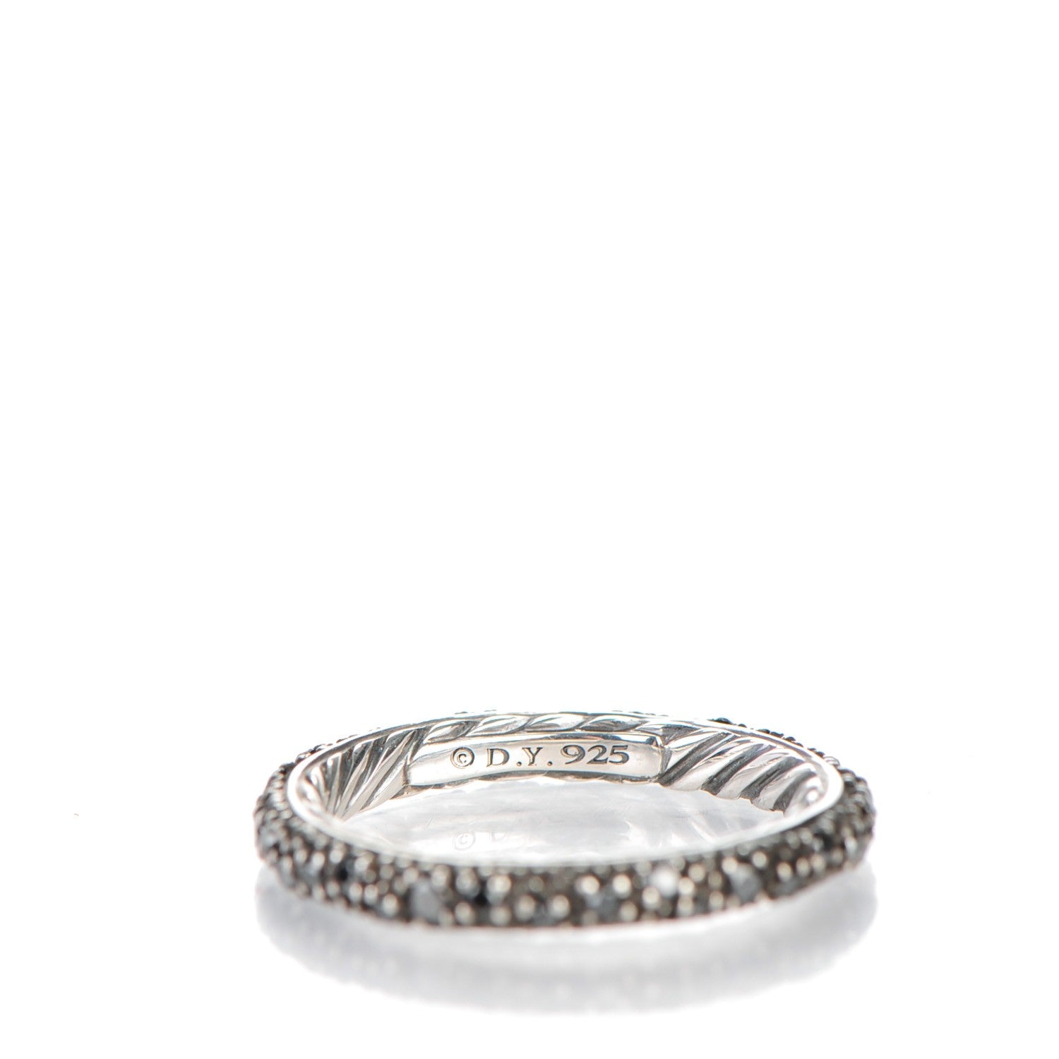 David Yurman Sterling Silver Black Diamond 3mm Midnight Melange Band Ring 51.5 6 4 of 4