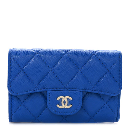Chanel Caviar Quilted Flap Card Holder Wallet Blue 1 of 7