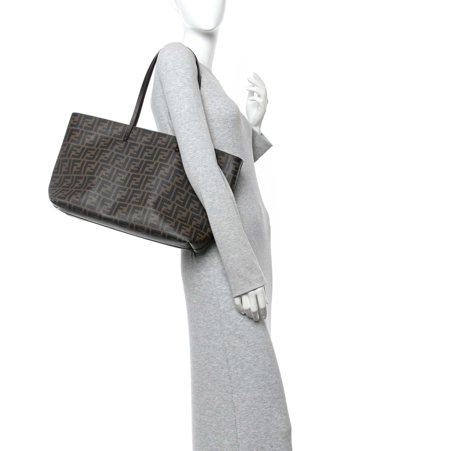 Fendi Zucca Spalmati Medium Roll Tote Tobacco Moro 2 of 9