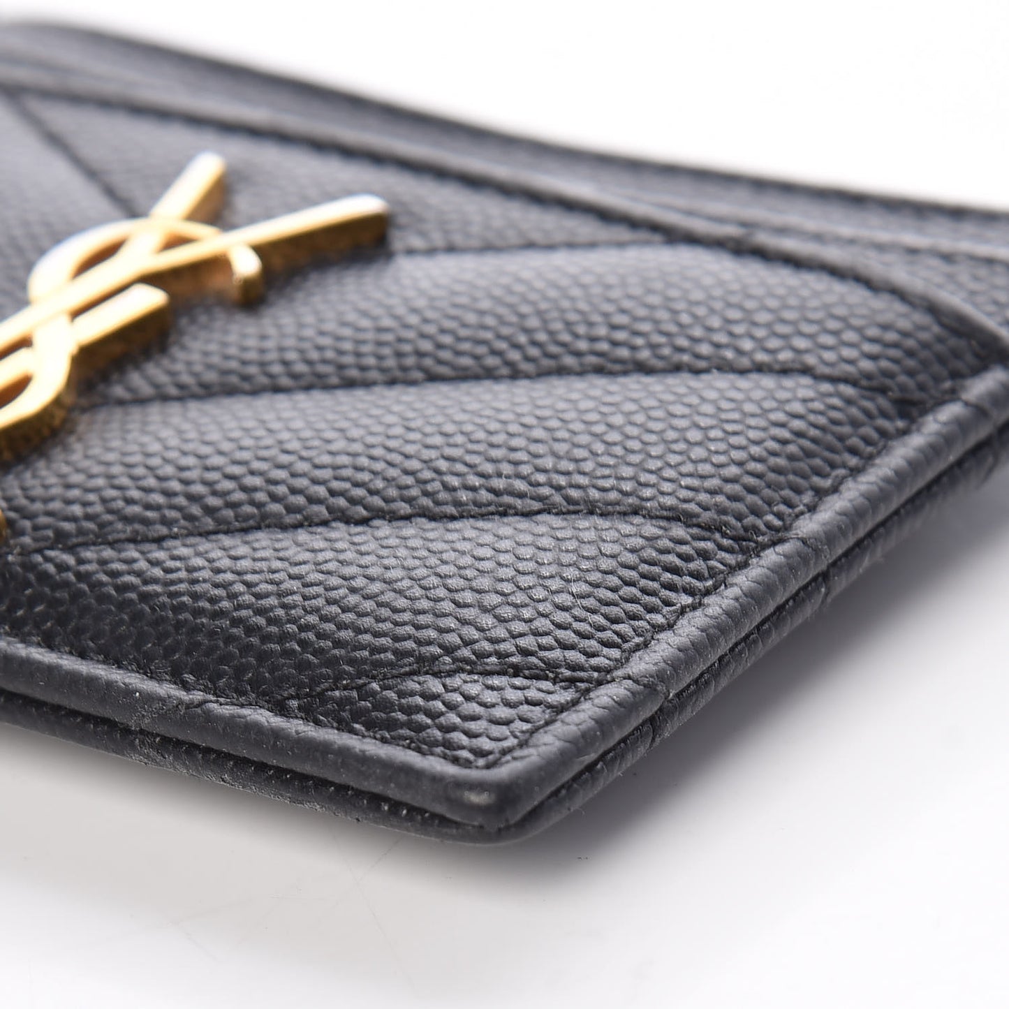 Grain De Poudre Matelasse Chevron Monogram Credit Card Case Black
