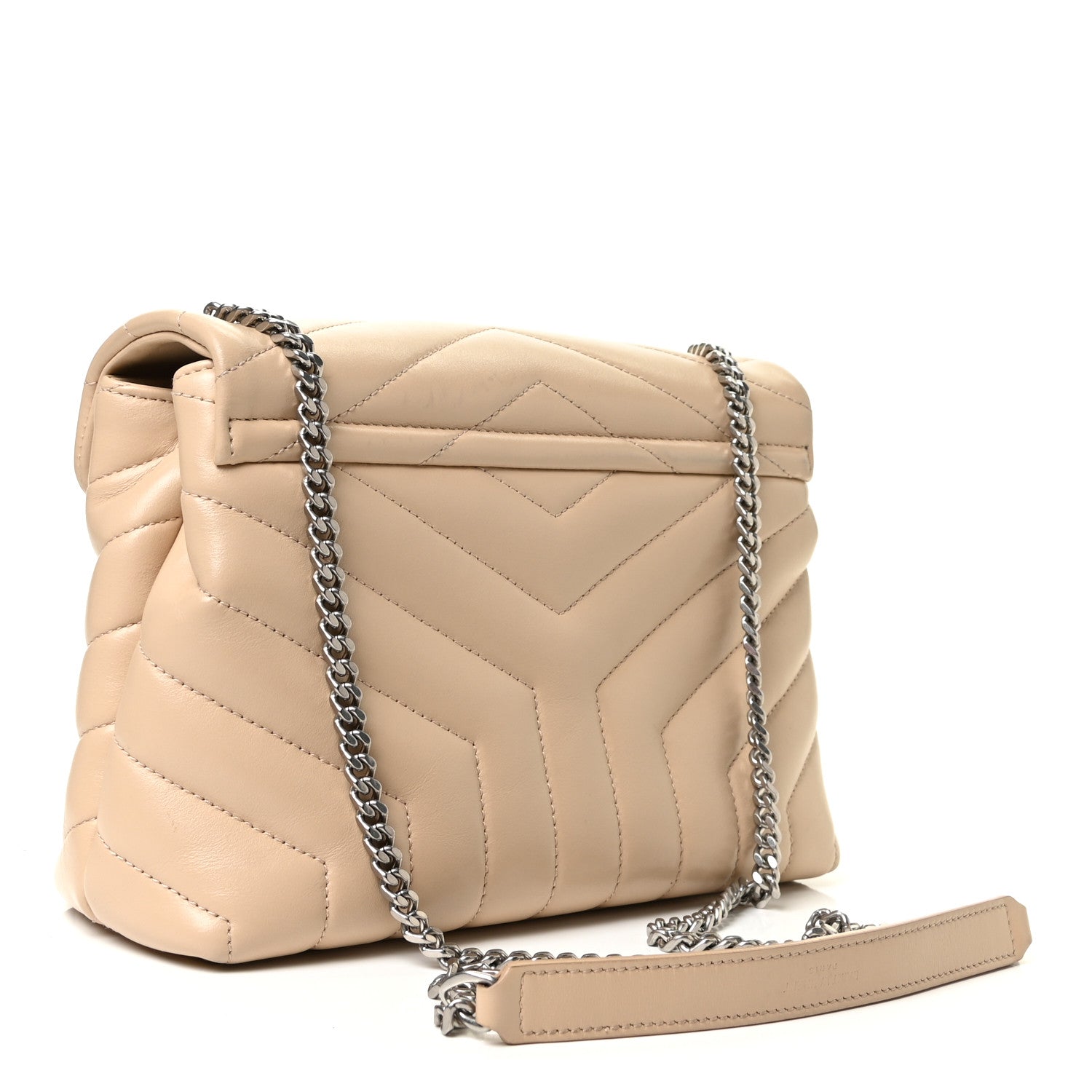 Saint Laurent Calfskin Y Quilted Monogram Small Loulou Chain Satchel Nude Powder 2 of 15