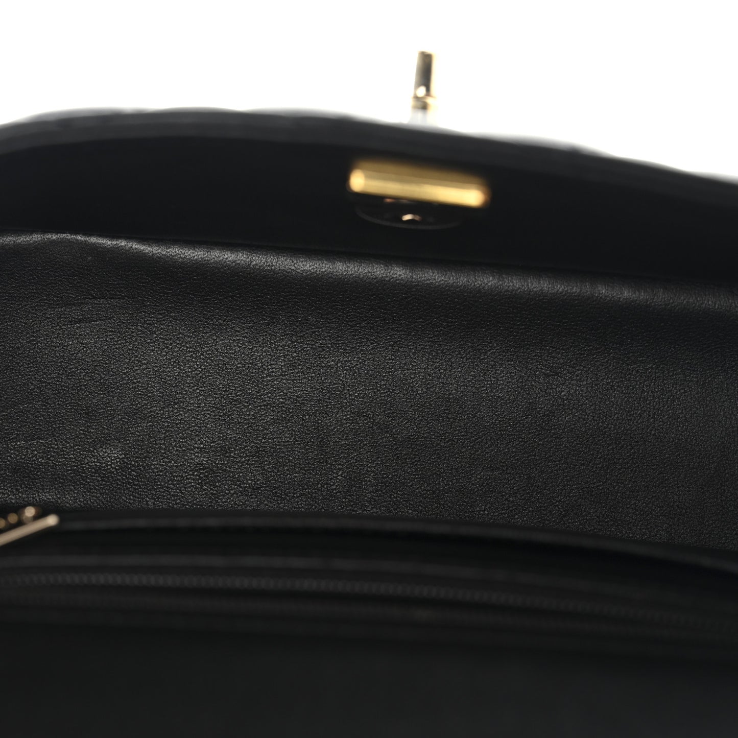 Lambskin Quilted Mini Top Handle Rectangular Flap Black