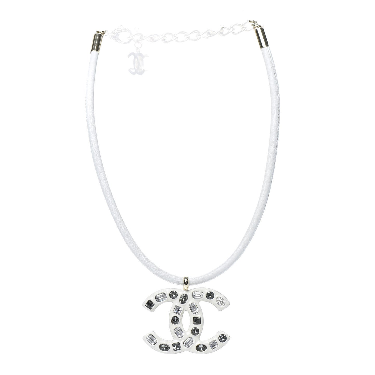 Crystal Enamel Choker Necklace White