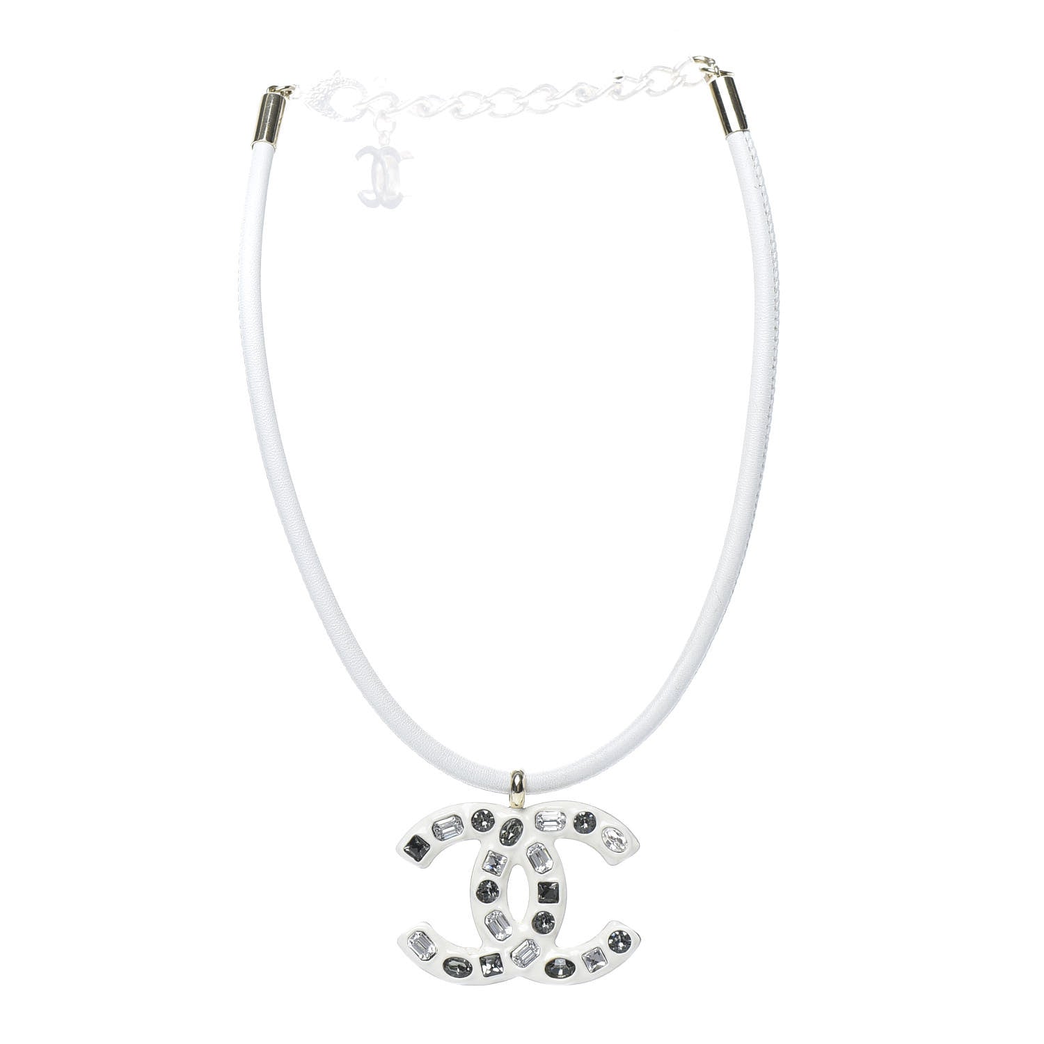 Chanel Crystal Enamel Choker Necklace White 3 of 4