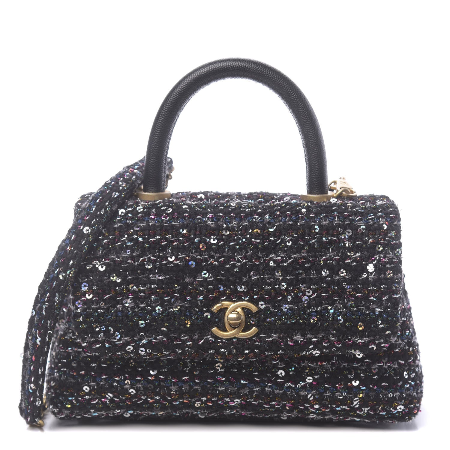 Chanel Tweed Sequin Mini Coco Handle Flap Black 1 of 11
