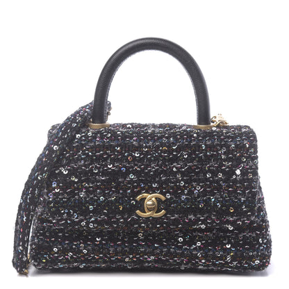 Chanel Tweed Sequin Mini Coco Handle Flap Black 1 of 11