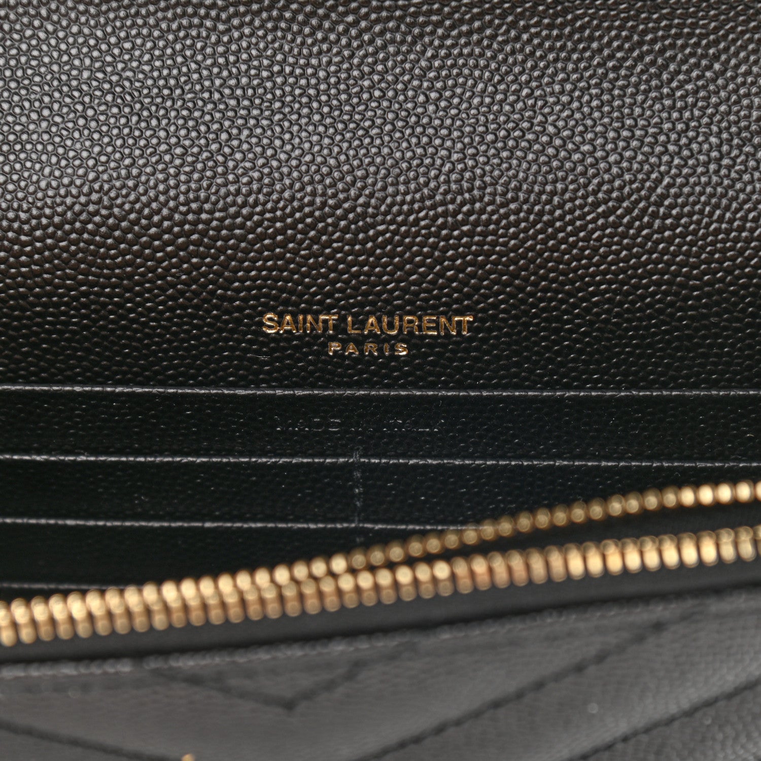 Saint Laurent Grain De Poudre Matelasse Chevron Monogram Envelope Chain Wallet Black 6 of 9