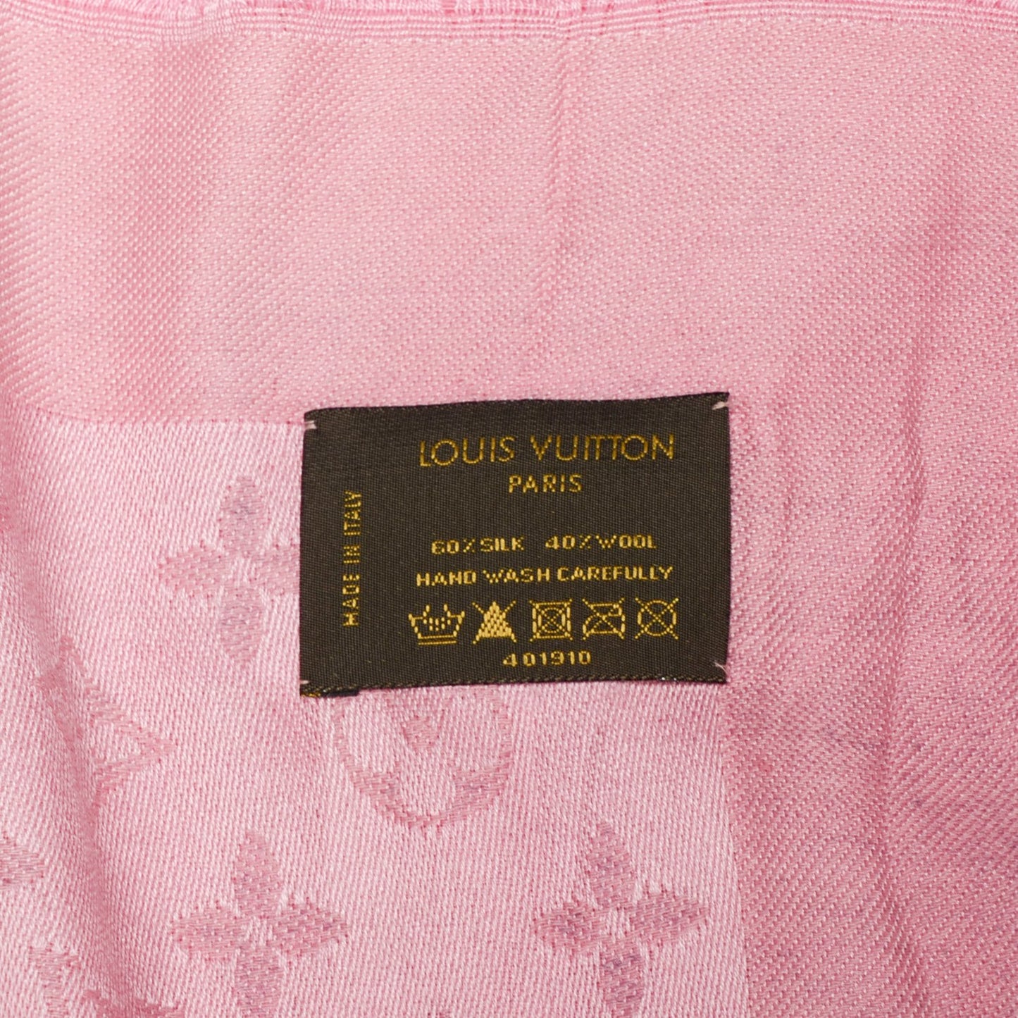 Silk Wool Monogram Denim Bleached Shawl Rose