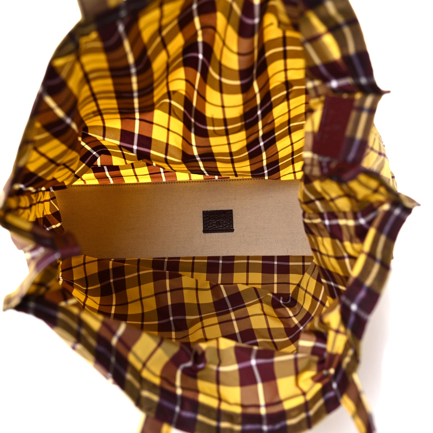 Nylon Checked Logo Vertical Tote Yellow