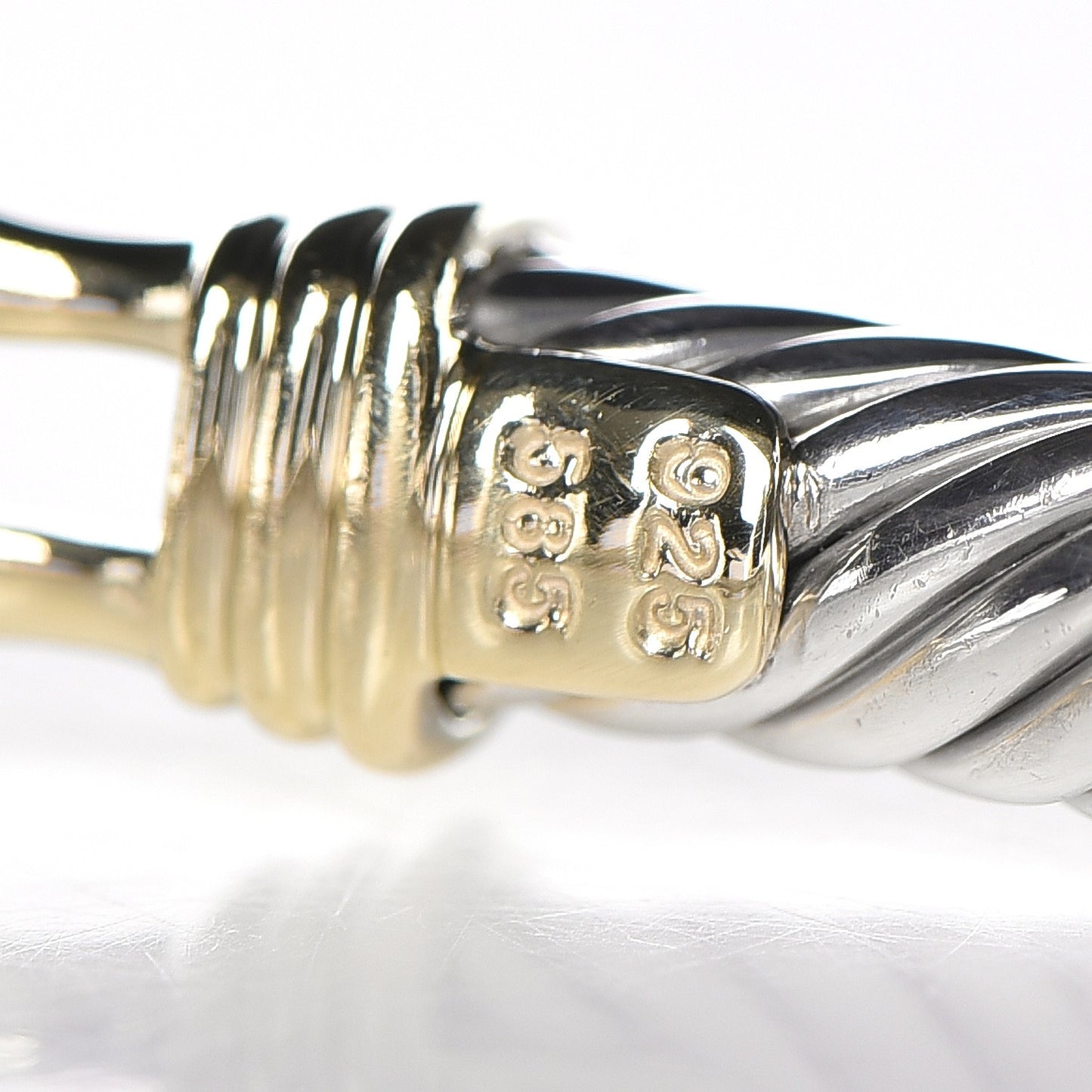 Sterling Silver 14K Yellow Gold 5mm Cable Classic Buckle Bracelet