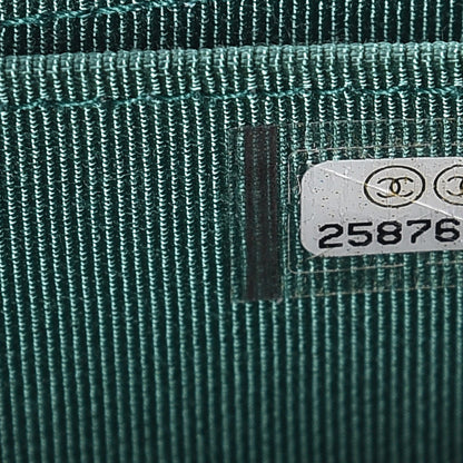 Chanel Metallic Caviar Quilted Zip Coin Purse Green 7 of 16