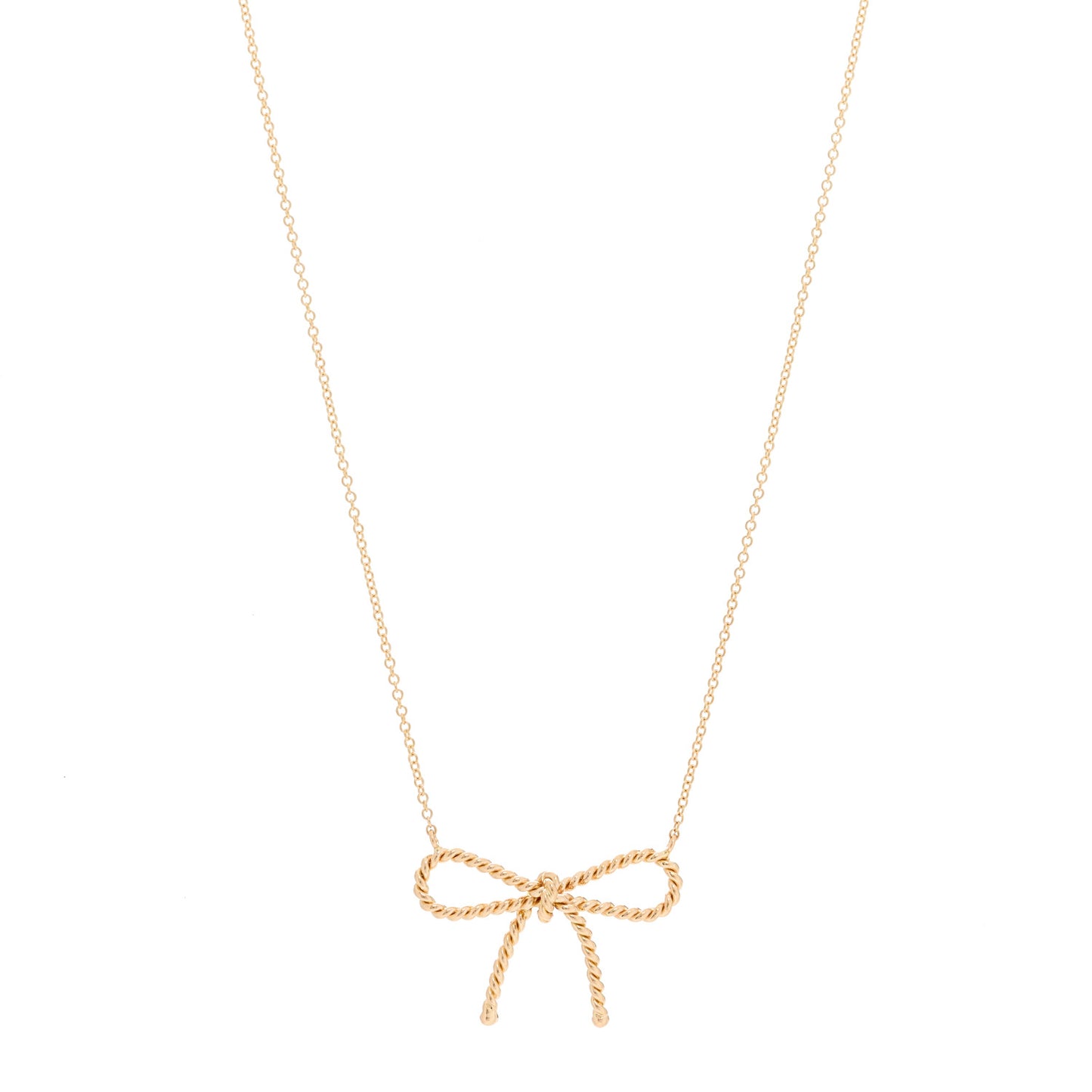 18K Rose Gold Twist Bow Pendant Necklace