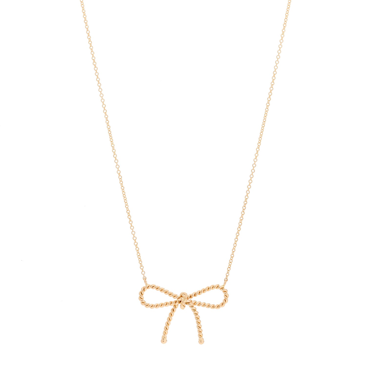 Tiffany 18K Rose Gold Twist Bow Pendant Necklace 1 of 6
