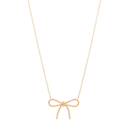 Tiffany 18K Rose Gold Twist Bow Pendant Necklace 1 of 6