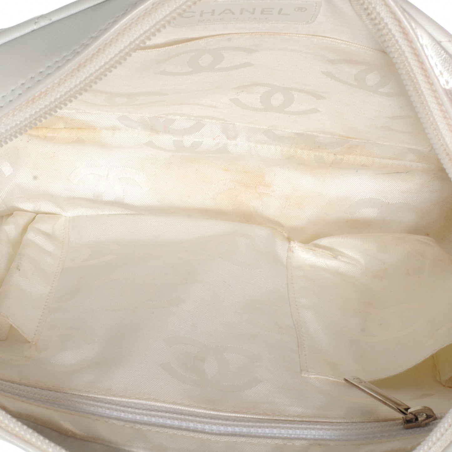 Calfskin Python Quilted Cambon Camera Case White