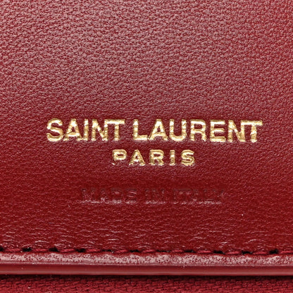 Saint Laurent Lambskin Matelasse Chevron Monogram Compact Zip Around Wallet Rouge Opium 7 of 9