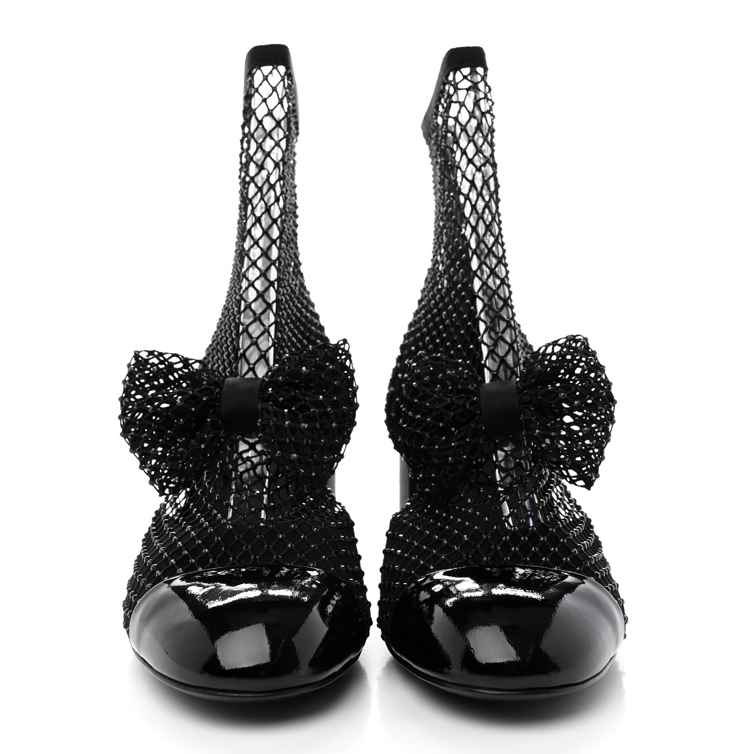 Chanel Resille Strass Kid Suede Patent Mary Jane Short Boots 39 Black 2 of 12