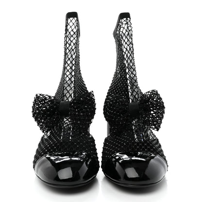 Chanel Resille Strass Kid Suede Patent Mary Jane Short Boots 39 Black 2 of 12