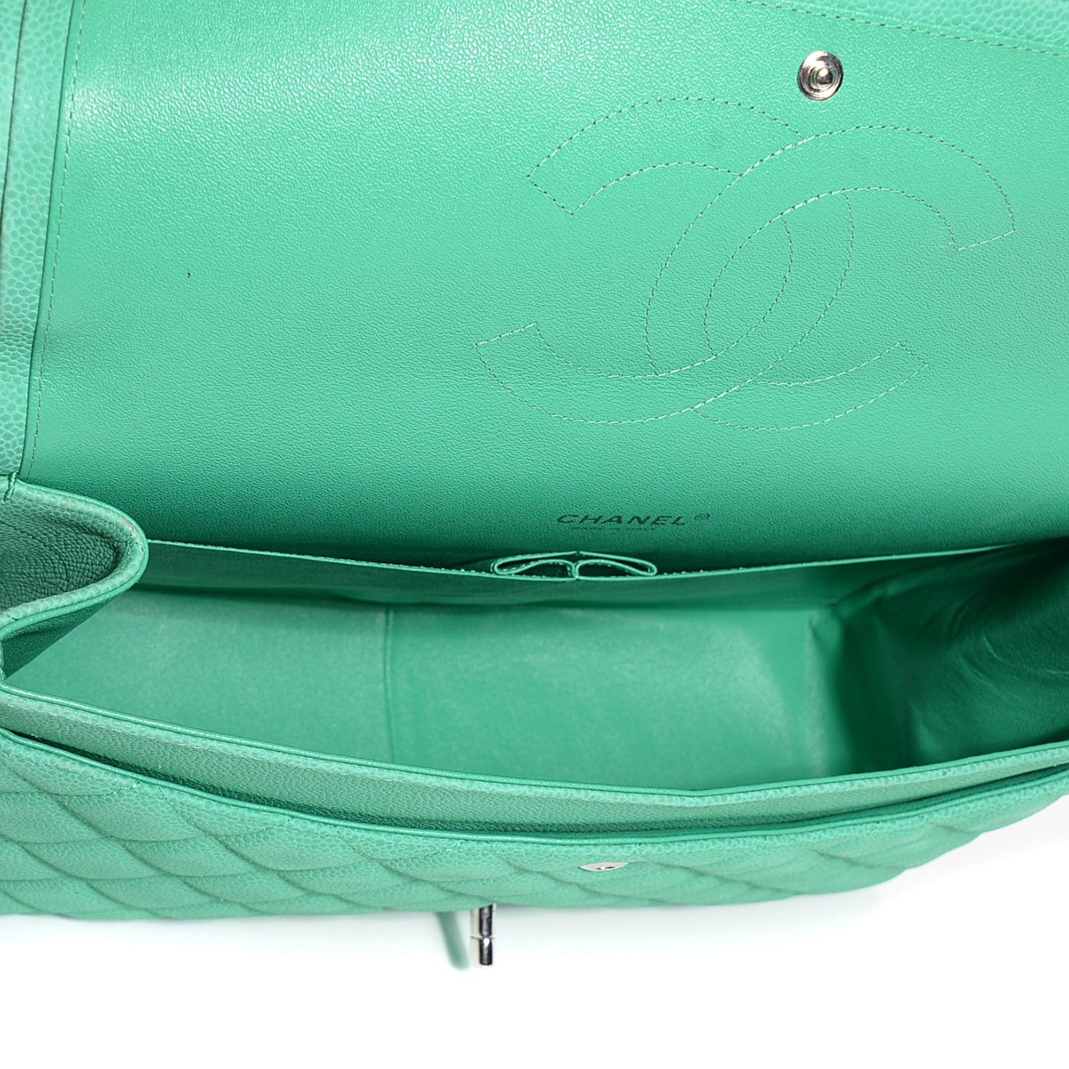 Chanel Iridescent Caviar Maxi Double Flap Green 6 of 9