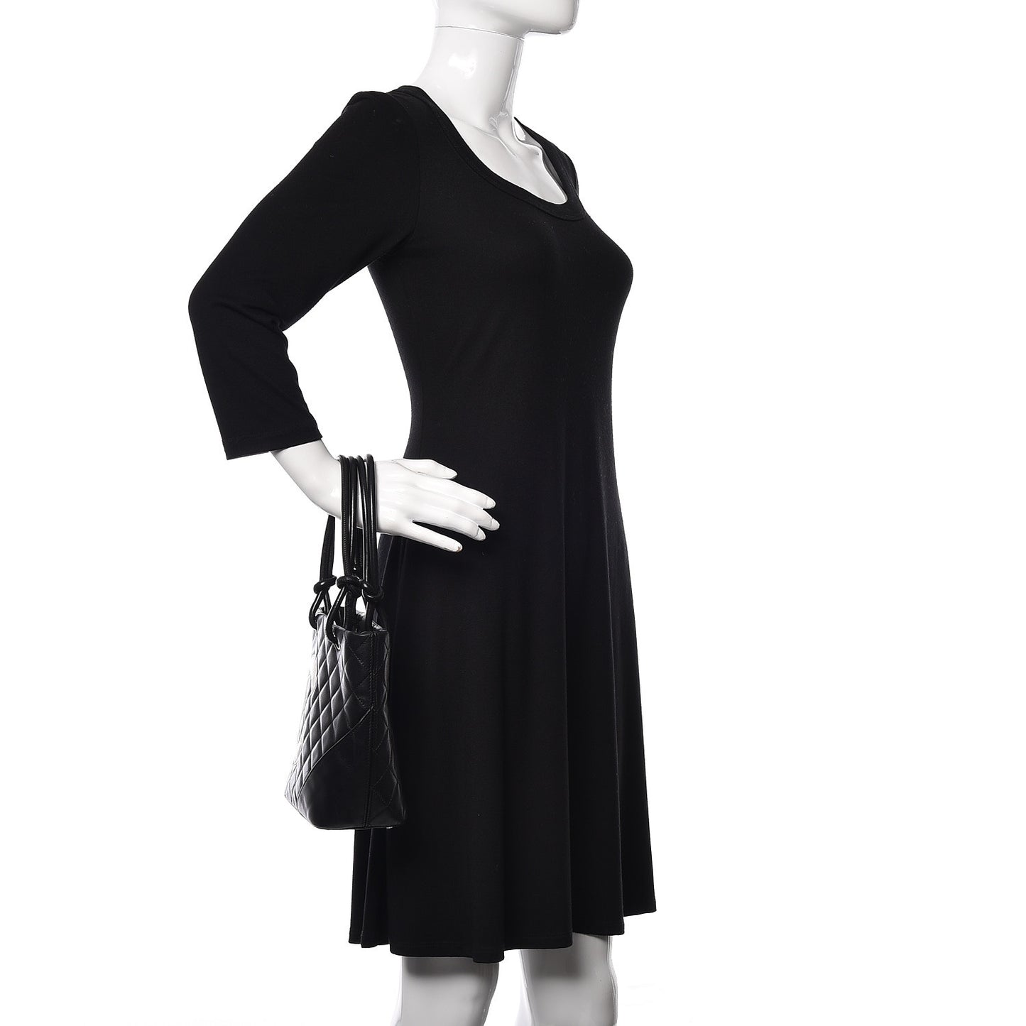 Calfskin Quilted Small Cambon Tote Black White