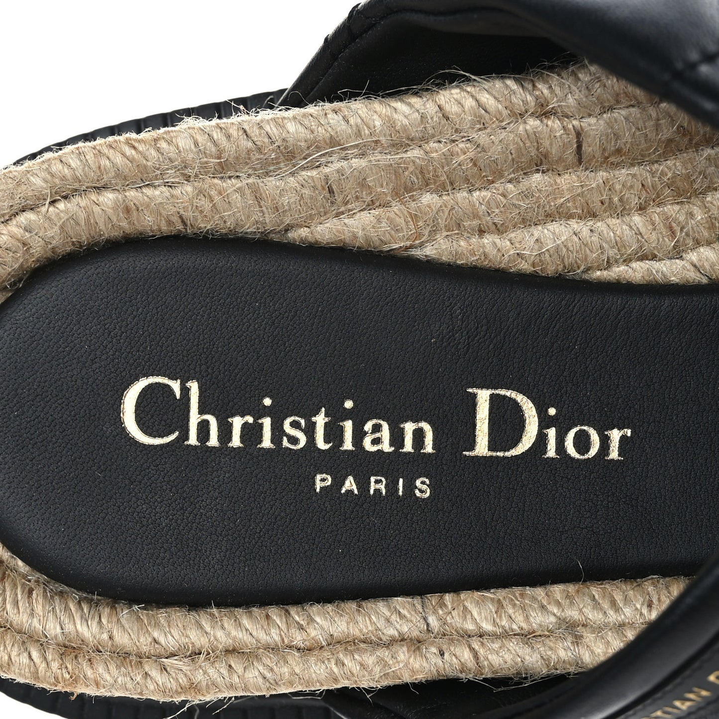 Calfskin Cannage Dtwist Espadrille Platform Sandals 38.5 Black