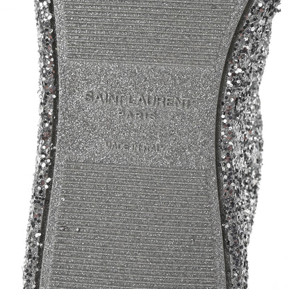 Saint Laurent Calfskin Crystal Glitter Andy Sneakers 37 Silver 8 of 11