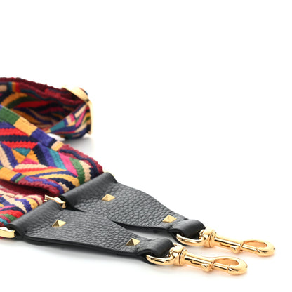 Valentino Garavani Canvas Native Couture 1975 Embroidered Rockstud Guitar Strap Multicolor 3 of 8