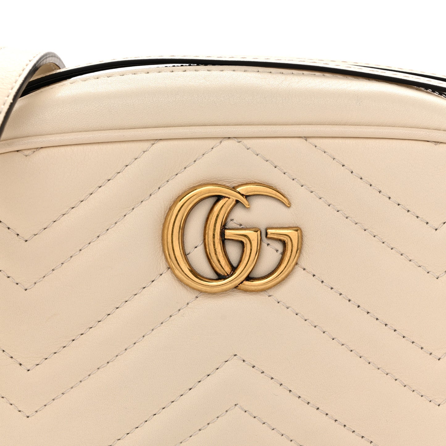 Calfskin Matelasse Mini GG Marmont Chain Shoulder Bag White