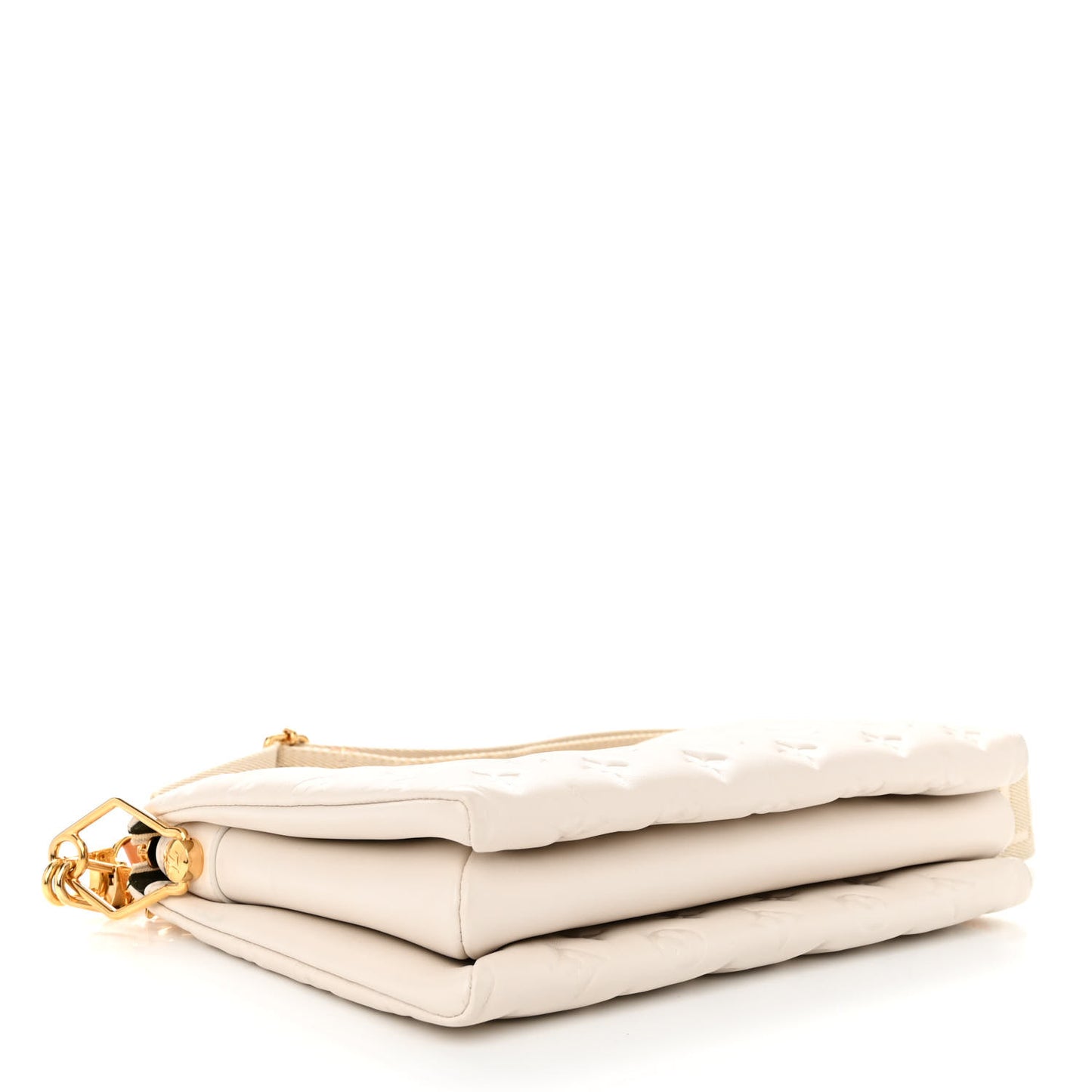 Lambskin Embossed Monogram Coussin PM Beige Cream