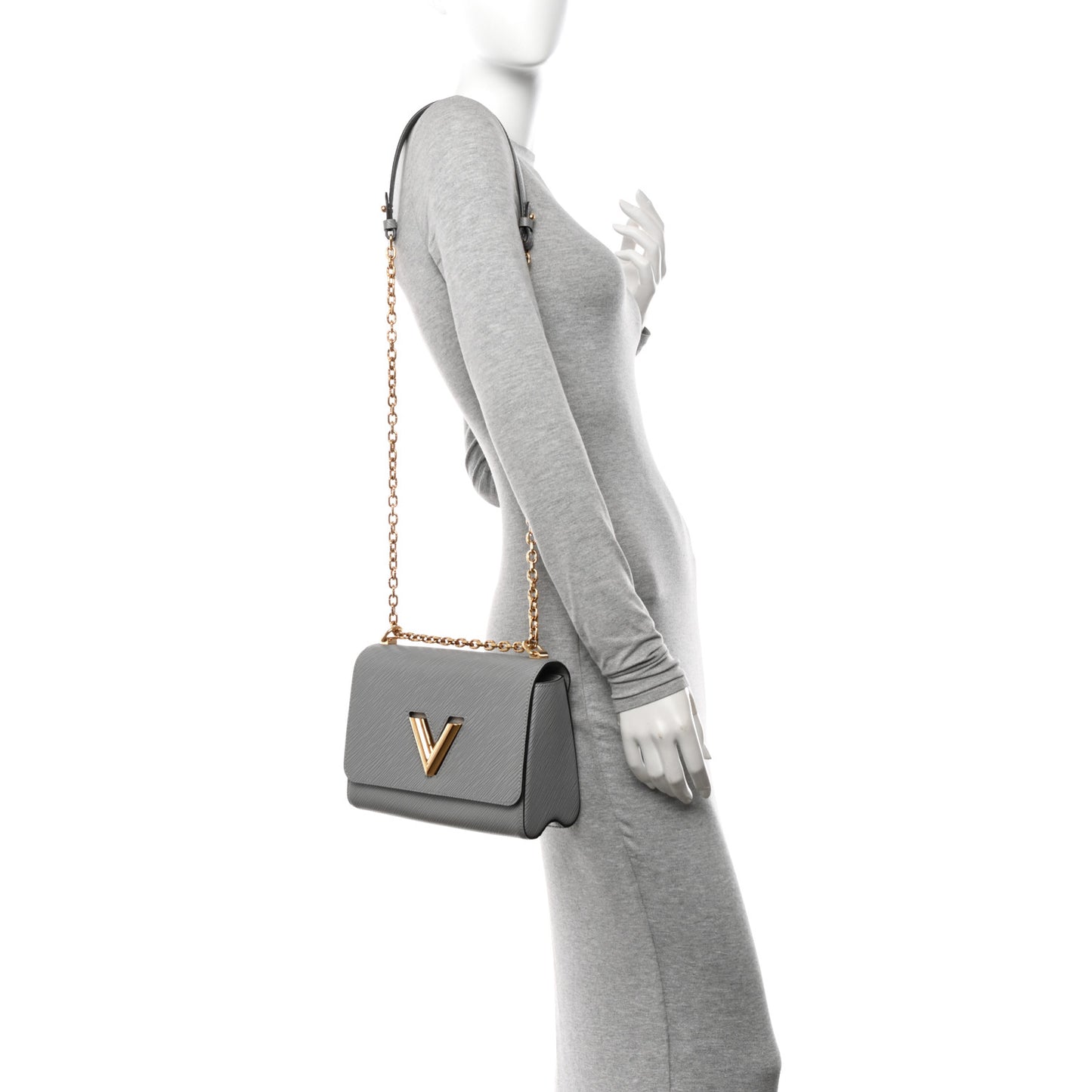 Epi Twist Shoulder Bag MM Gris Cloudy