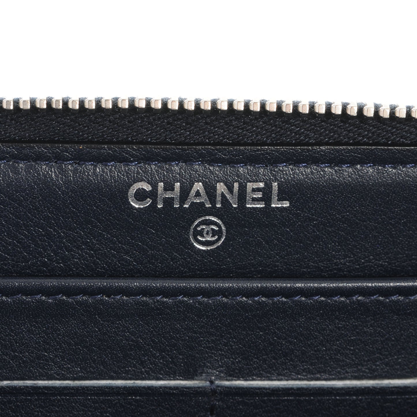 Caviar Quilted Zip Around Wallet Navy