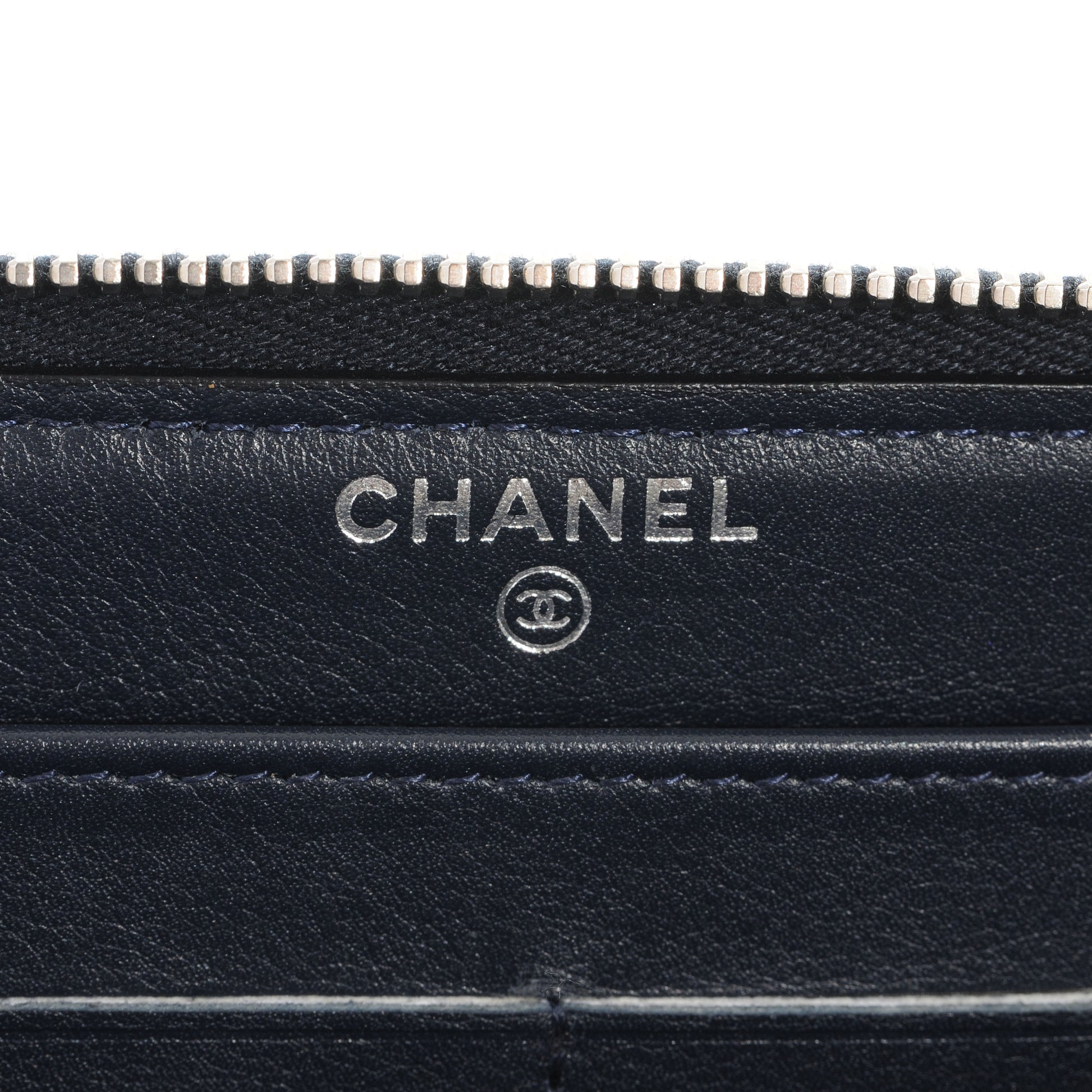 Chanel Caviar Quilted Zip Around Wallet Navy 6 of 8