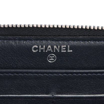 Chanel Caviar Quilted Zip Around Wallet Navy 6 of 8
