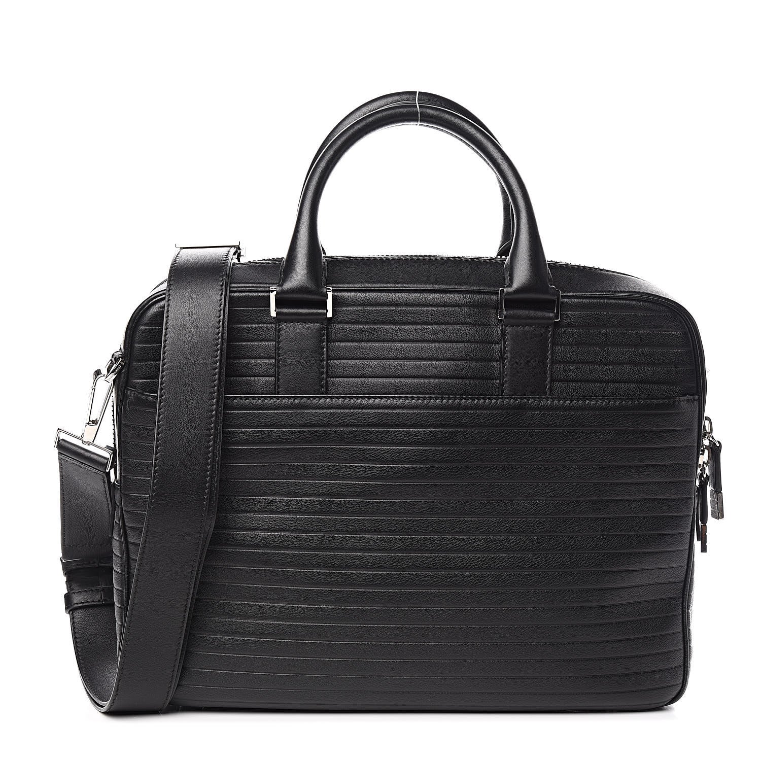 Christian Dior HOMME Calfskin Ribbed Briefcase Black 1 of 11